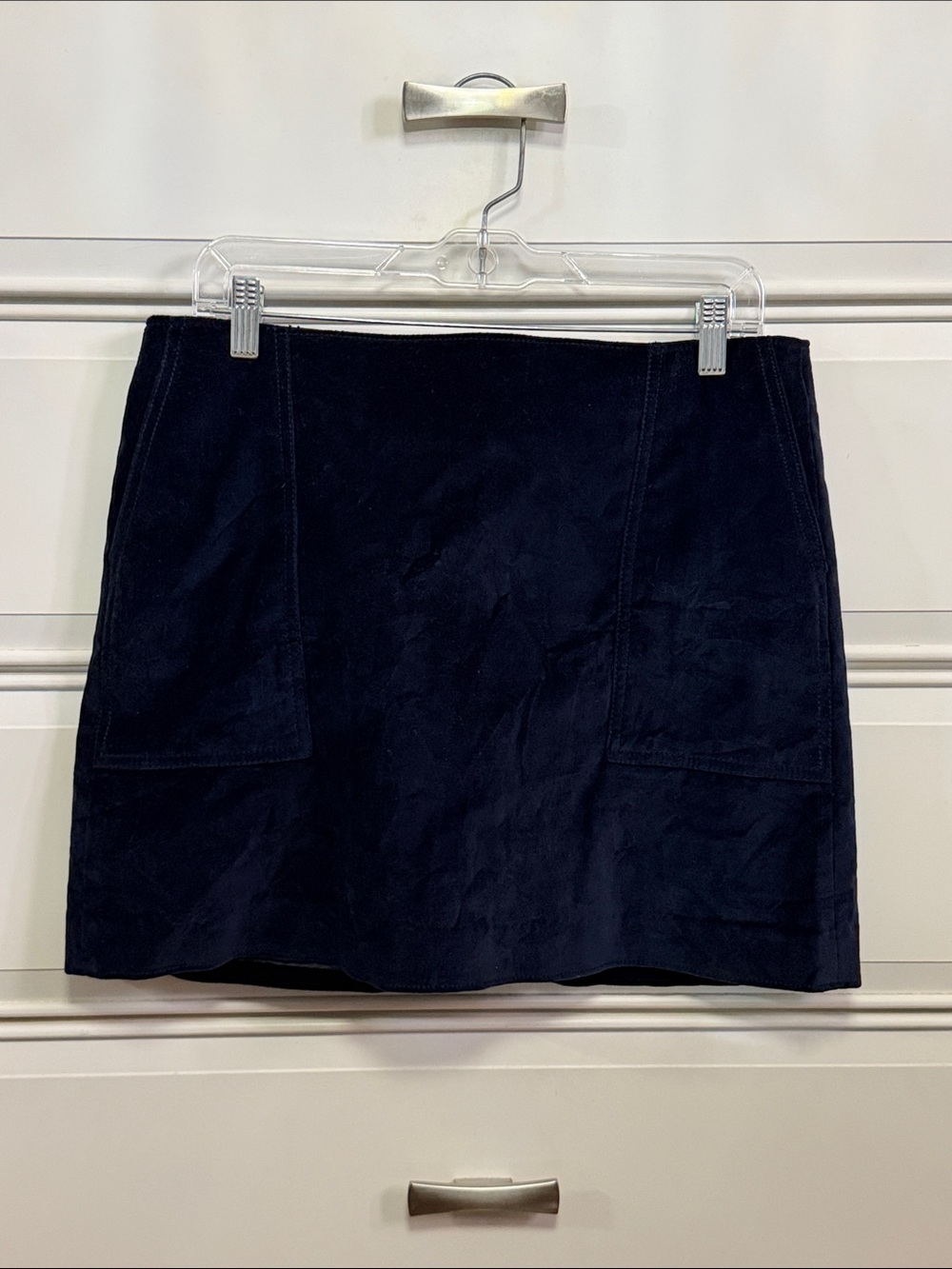 GAP Navy Blue Velvet Mini Skirt with Front Pockets